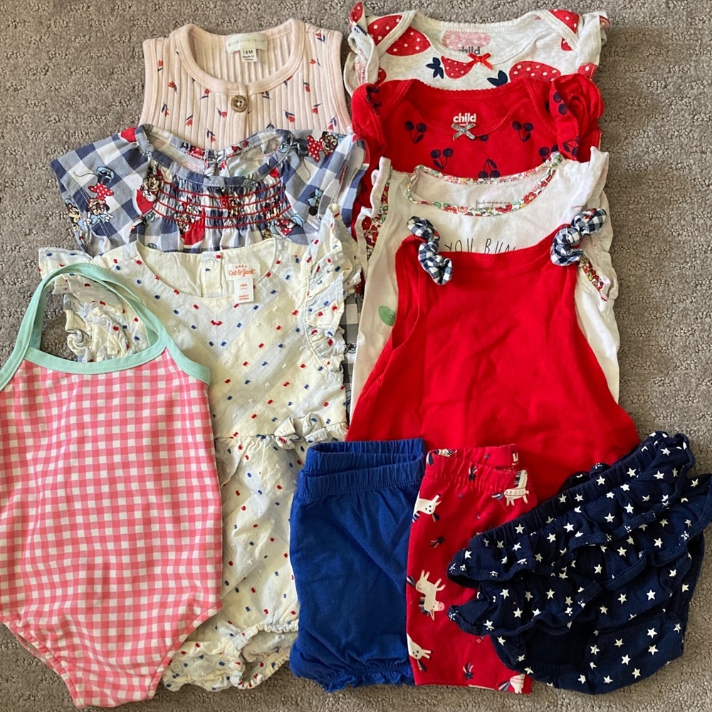 11-pc Bundle assorted toddler girl clothes, 18M.